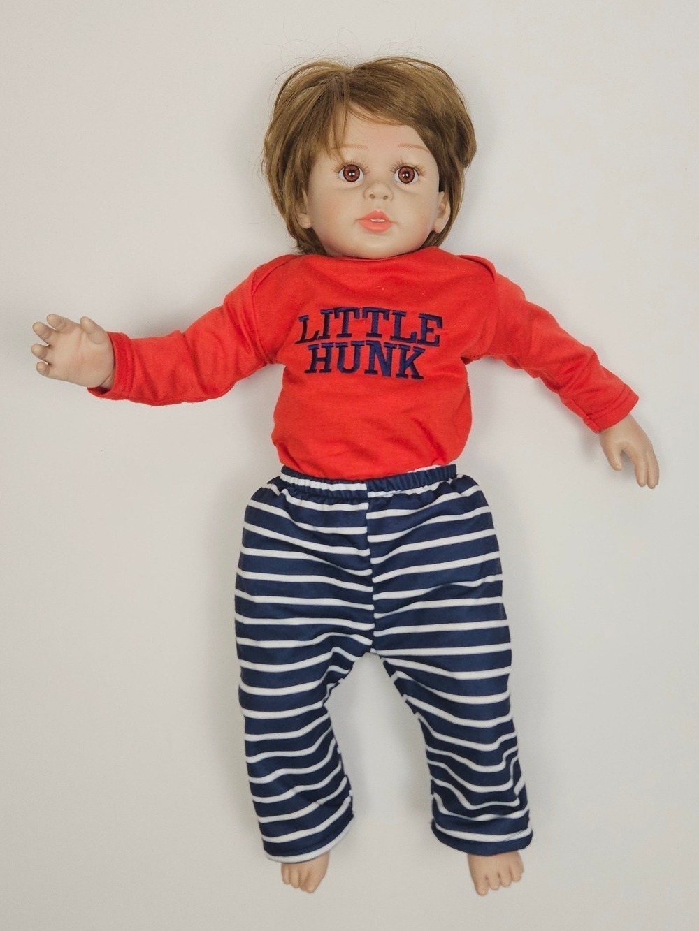 Realistic Reborn Style Toddler Doll 24” Brown Hair Brown Eyes Cloth Body